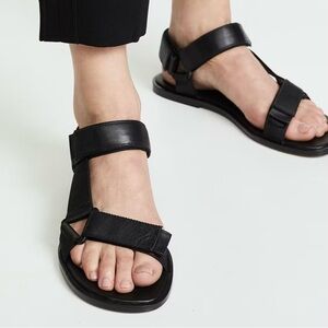 Vince Black Leather Parks Sandals